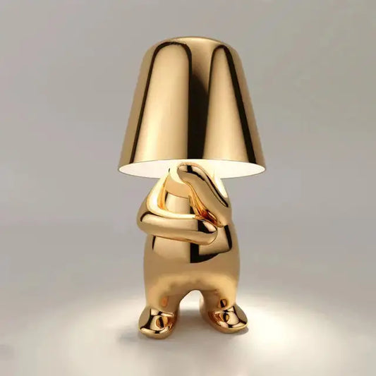 Golden Little Man Thinker Mr Why Lamp